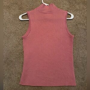 Chadwicks Ribbed Knit Sleeveless Top in Rose Pink M